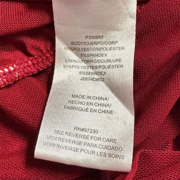 Almost Famous Women's Red Tie Front Long Sleeve Sheer Top Size S - Picture 3 of 6